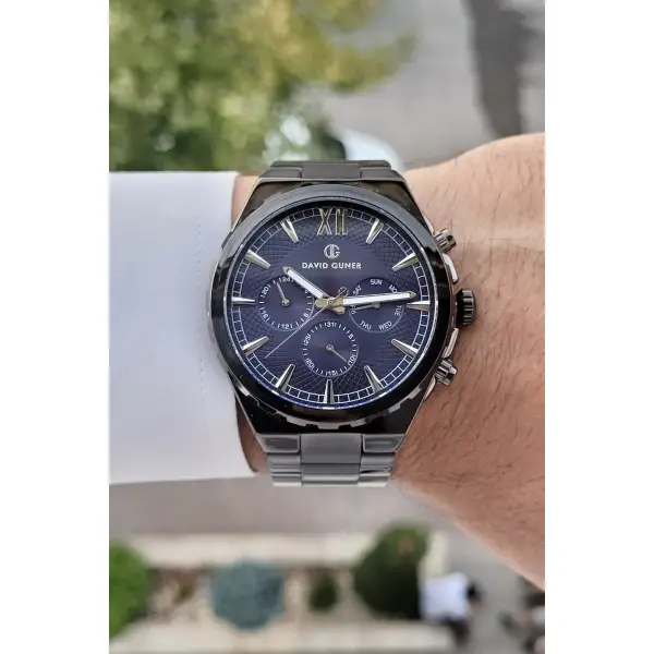 David Guner DGISTE53 Kadranı Lacivert Kordonu Siyah Renk İç Göstergeleri Aktif Erkek Kol Saati