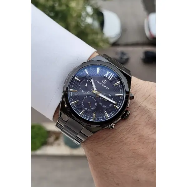 David Guner DGISTE53 Kadranı Lacivert Kordonu Siyah Renk İç Göstergeleri Aktif Erkek Kol Saati