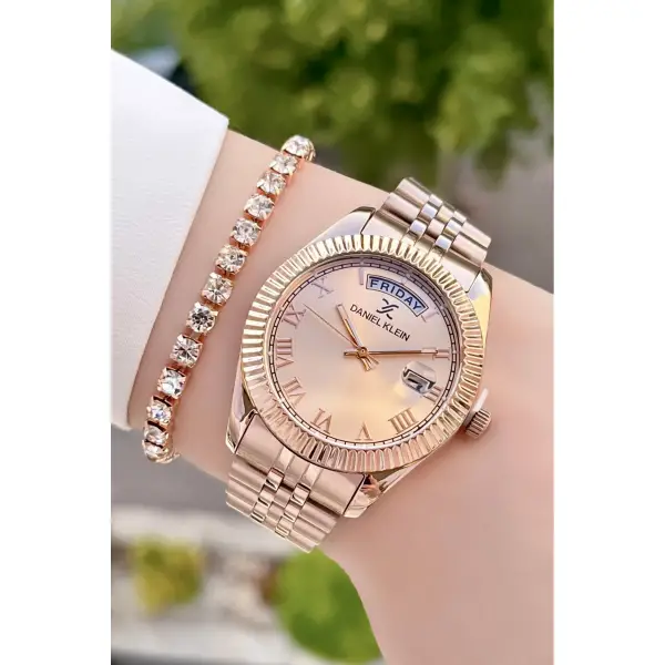 Daniel Klein DKISTE181 Rose Renk  Takvimli Kadın Kol Saati ve Bileklik