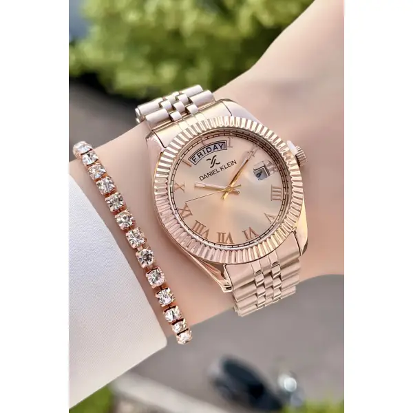 Daniel Klein DKISTE181 Rose Renk  Takvimli Kadın Kol Saati ve Bileklik