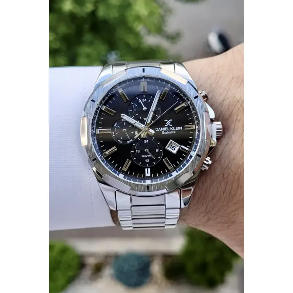 Daniel Klein DKISTE194 Kadranı Siyah Kordonu Gümüş Renk İç Göstergeleri Aktif Fonksiyonlu Erkek Kol Saati