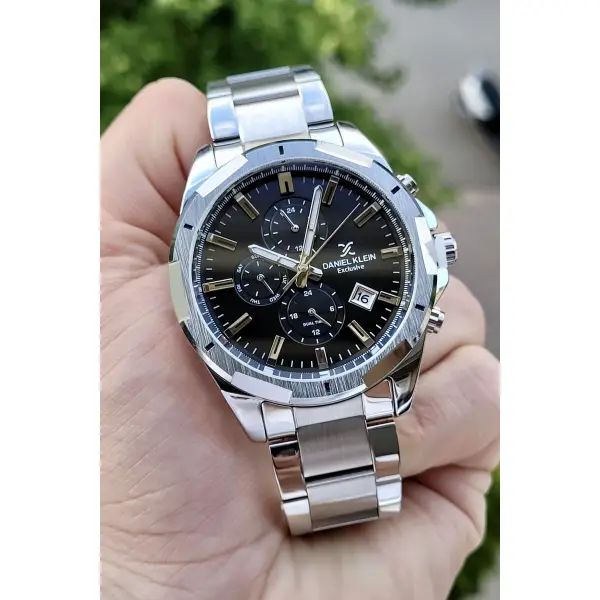 Daniel Klein DKISTE194 Kadranı Siyah Kordonu Gümüş Renk İç Göstergeleri Aktif Fonksiyonlu Erkek Kol Saati