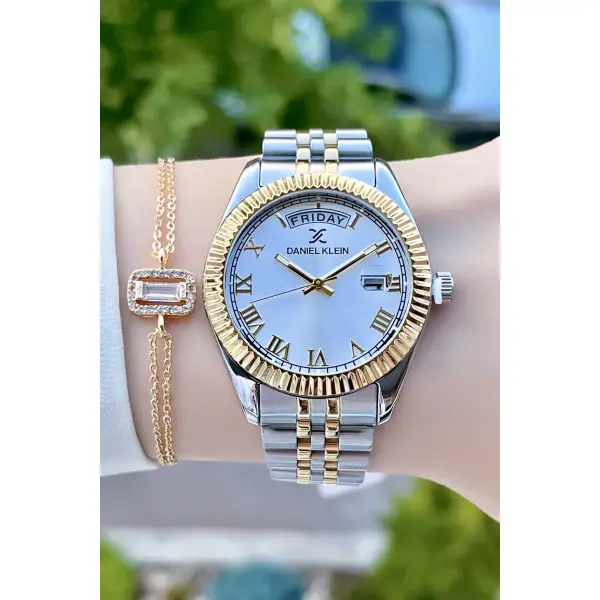 Daniel Klein DK1ISTE183 Kadranı Gümüş Renk Takvim Ve Gün Fonksiyonlu Kadın Kol Saati ve Bileklik