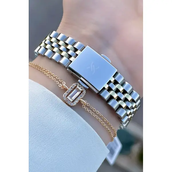 Daniel Klein DK1ISTE183 Kadranı Gümüş Renk Takvim Ve Gün Fonksiyonlu Kadın Kol Saati ve Bileklik