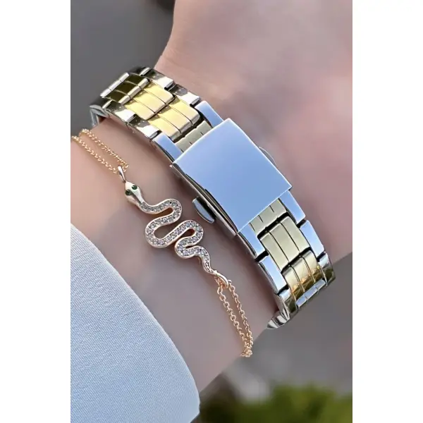 Ferrucci FCISTE140 Kadranı Yeşil Gold Gümüş Renk 2 Yıl Garantili Kadın Kol Saati ve Bileklik