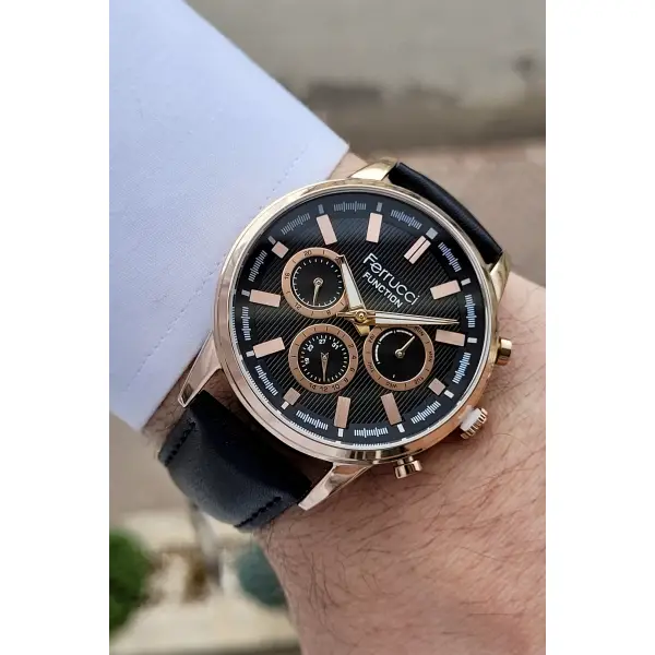 Ferrucci FCISTE82 Bakır Siyah Renk 2 Yıl Garantili Fonksiyonlu Erkek Kol Saati