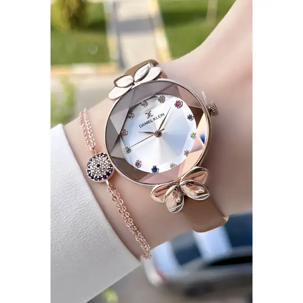 Daniel Klein DKISTE38 Kasası Rose Kordonu Kahverengi Renk Deri Kordon Kadın Kol Saati Ve Bileklik