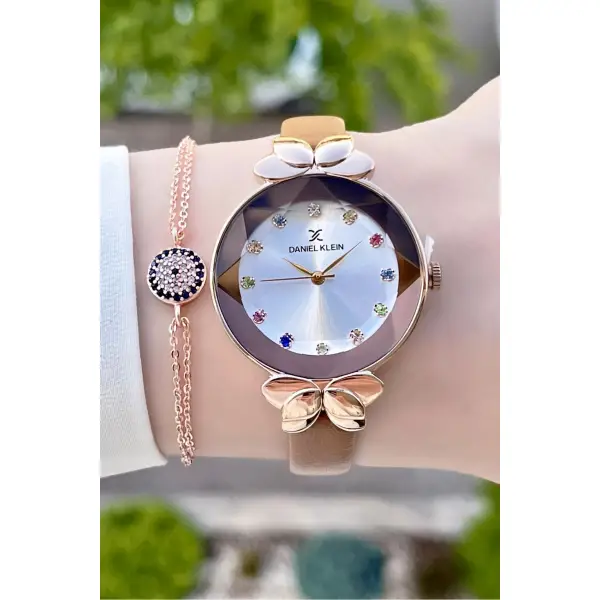 Daniel Klein DKISTE38 Kasası Rose Kordonu Kahverengi Renk Deri Kordon Kadın Kol Saati Ve Bileklik