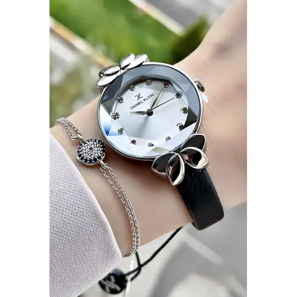 Daniel Klein DKISTE35 Yeni Model Siyah Renk Deri Kordon Kadın Kol Saati ve Bileklik