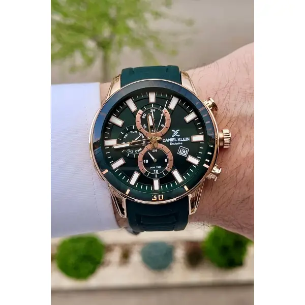 Daniel Klein DKISTE136 Kasası Rose Kordonu Yeşil Renk iç Göstergeleri Aktif Fonksiyonlu Erkek Kol Saati