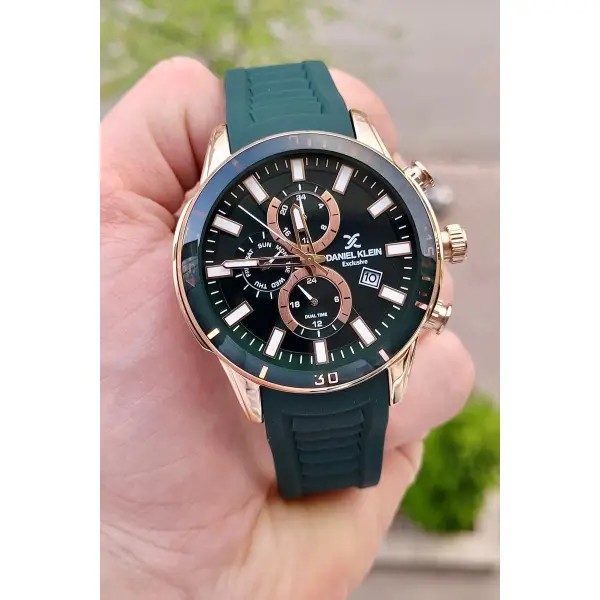 Daniel Klein DKISTE136 Kasası Rose Kordonu Yeşil Renk iç Göstergeleri Aktif Fonksiyonlu Erkek Kol Saati