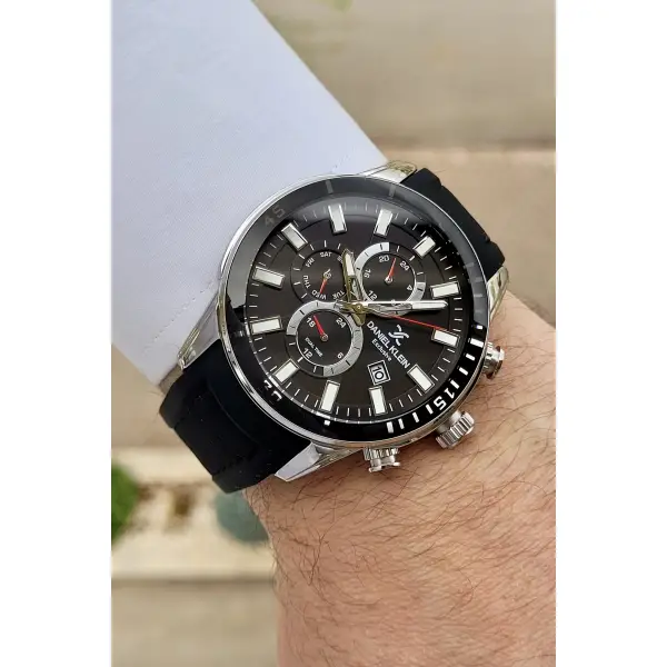 Daniel Klein DKISTE134 Kasası Gümüş Kordonu Siyah Renk iç Göstergeleri Aktif Fonksiyonlu 2 Yıl Garantili Erkek Kol Saati