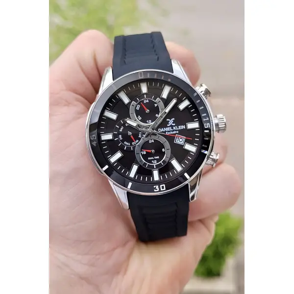 Daniel Klein DKISTE134 Kasası Gümüş Kordonu Siyah Renk iç Göstergeleri Aktif Fonksiyonlu 2 Yıl Garantili Erkek Kol Saati