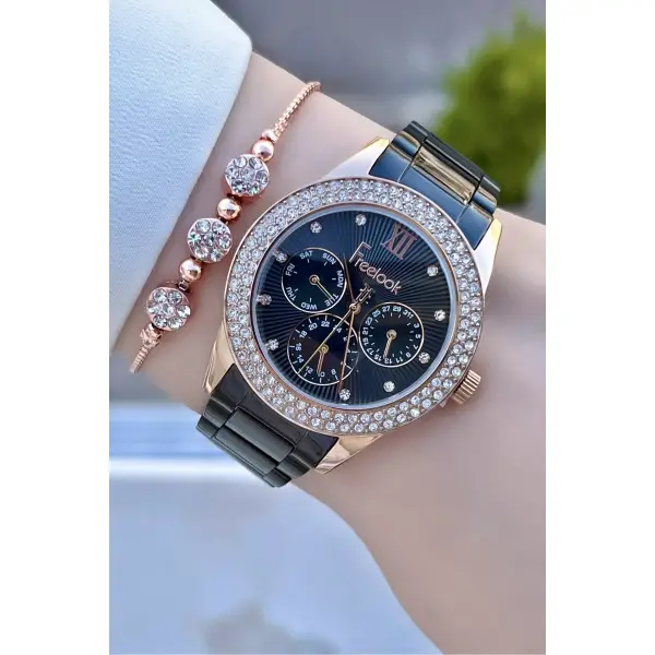 Freelook FLISTE10 Siyah Renk İç Göstergeleri Aktif Kadın Kol Saati ve Bileklik