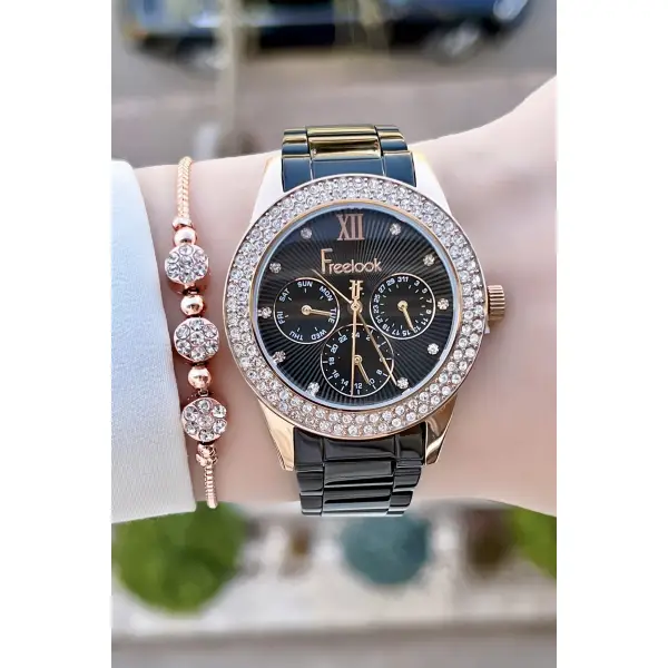 Freelook FLISTE10 Siyah Renk İç Göstergeleri Aktif Kadın Kol Saati ve Bileklik