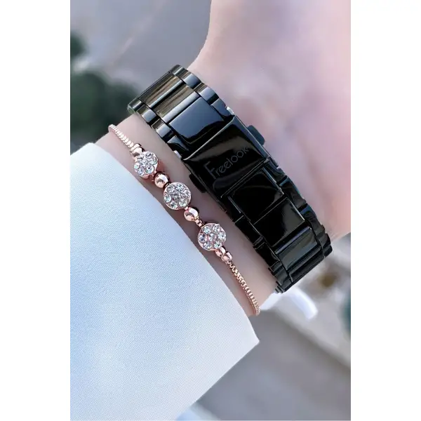 Freelook FLISTE10 Siyah Renk İç Göstergeleri Aktif Kadın Kol Saati ve Bileklik