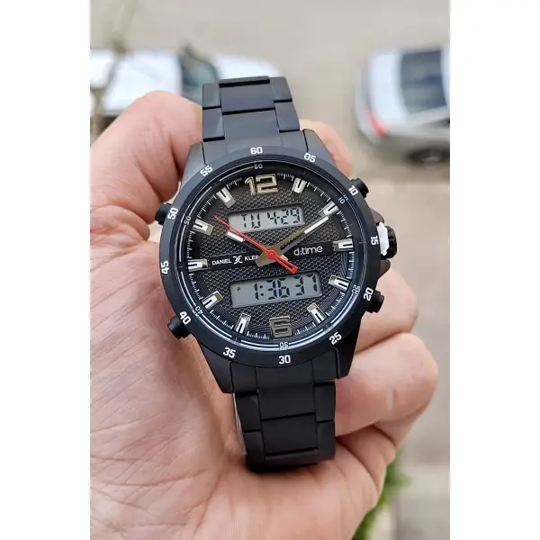 Daniel Klein DKISTE411 Siyah Renk Analog ve Dijital Dual Time Erkek Kol Saati
