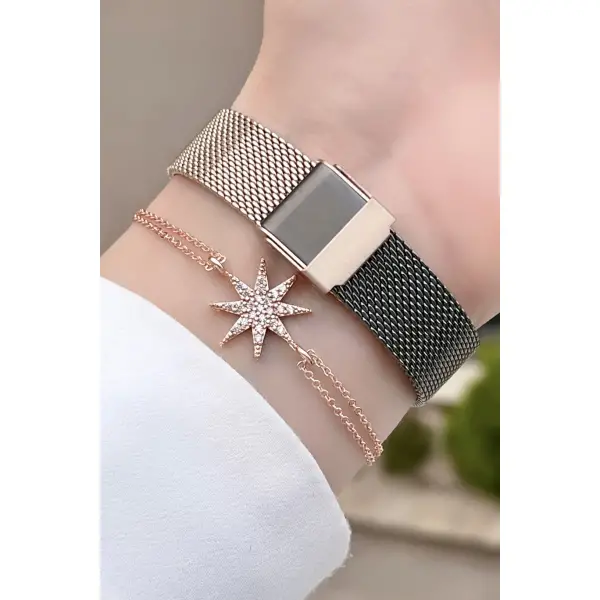 Ferrucci Fcıste169 Hasır Kordon Kadın Kol Saati ve Bileklik