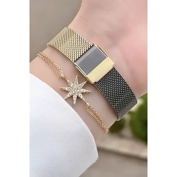 Hasır Kordon Kadın Kol Saati Ve Bileklik