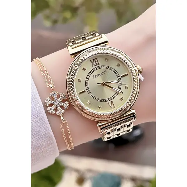 Ferrucci FC1ISTE57 Sarı Renk Kadın Kol Saati ve Bileklik