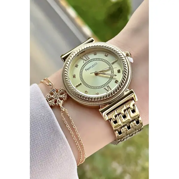 Ferrucci FC1ISTE57 Sarı Renk Kadın Kol Saati ve Bileklik