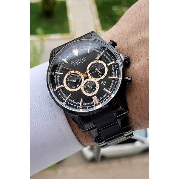 Ferrucci FCISTE101 Siyah Renk İç Göstergeleri Aktif Fonksiyonlu Erkek Kol Saati