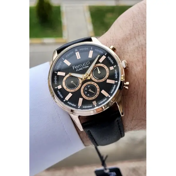 Ferrucci FCISTE82 Bakır Siyah Renk 2 Yıl Garantili Fonksiyonlu Erkek Kol Saati