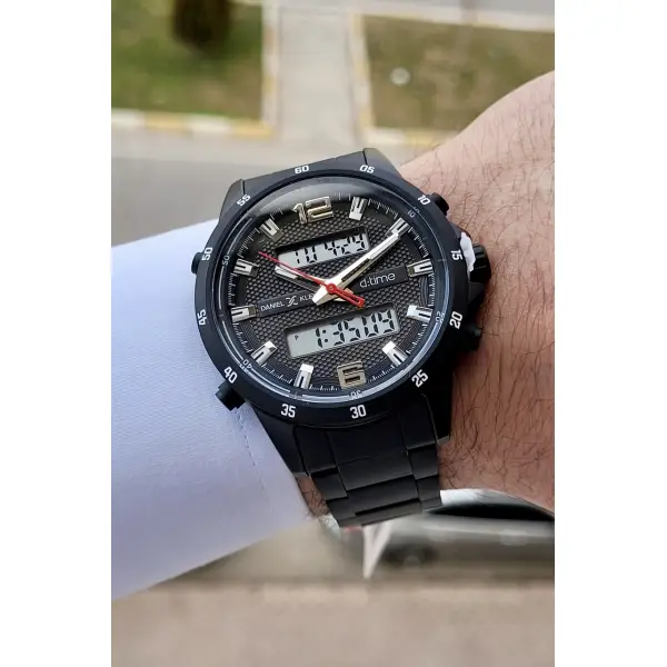 Daniel Klein DKISTE411 Siyah Renk Analog ve Dijital Dual Time Erkek Kol Saati