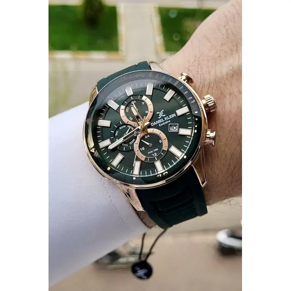 Daniel Klein DKISTE136 Kasası Rose Kordonu Yeşil Renk iç Göstergeleri Aktif Fonksiyonlu Erkek Kol Saati