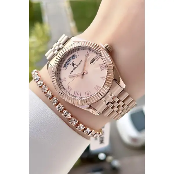 Daniel Klein DKISTE181 Rose Renk  Takvimli Kadın Kol Saati ve Bileklik