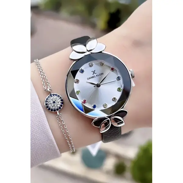 Daniel Klein DKISTE35 Yeni Model Siyah Renk Deri Kordon Kadın Kol Saati ve Bileklik