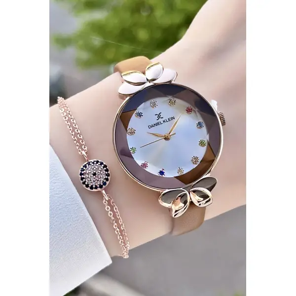 Daniel Klein DKISTE38 Kasası Rose Kordonu Kahverengi Renk Deri Kordon Kadın Kol Saati Ve Bileklik