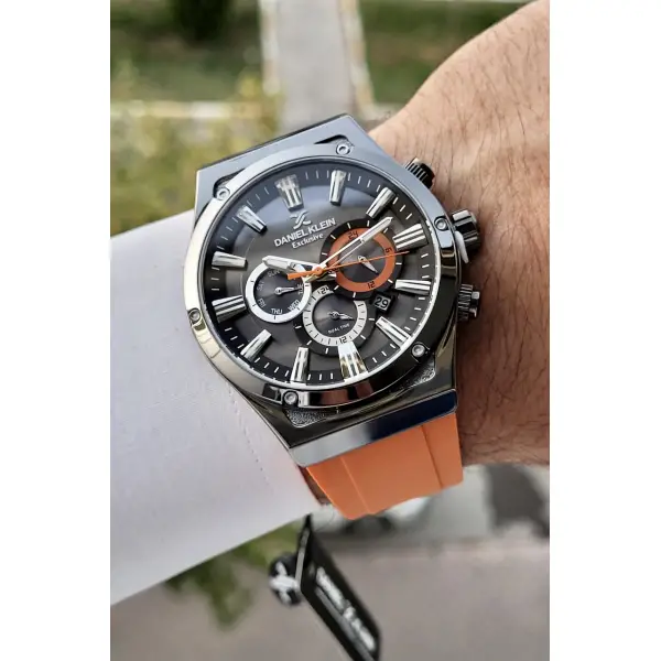 Daniel Klein DKISTE619 Turuncu Renk İç Göstergeleri Aktif Fonksiyonlu Erkek Kol Saati