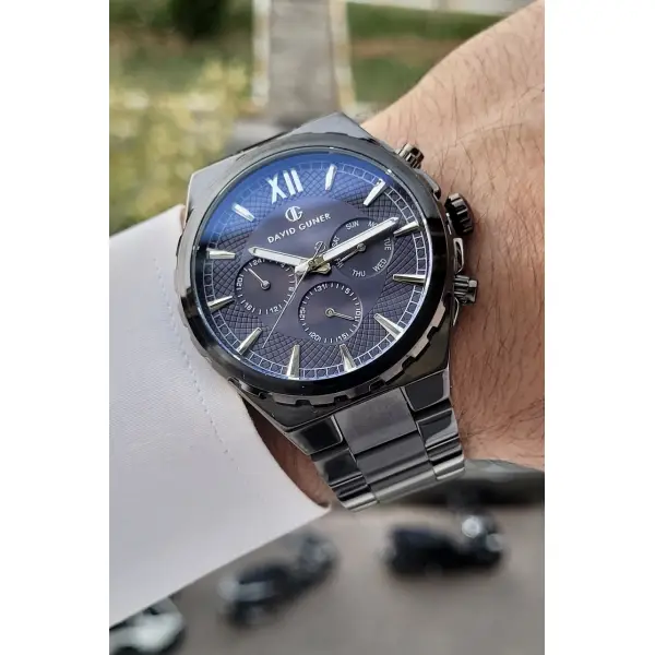 David Guner DGISTE53 Kadranı Lacivert Kordonu Siyah Renk İç Göstergeleri Aktif Erkek Kol Saati