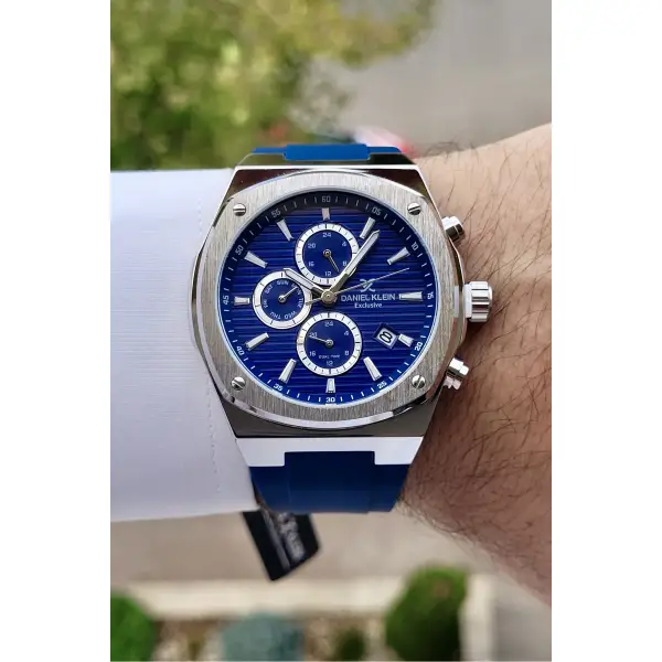 Daniel Klein DKISTE730 Kasası Gümüş Kordonu Lacivert Renk Büyük Kasa Erkek Kol Saati