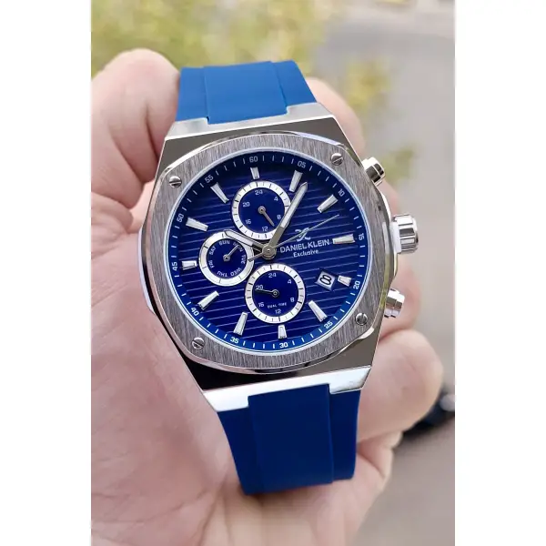 Daniel Klein DKISTE730 Kasası Gümüş Kordonu Lacivert Renk Büyük Kasa Erkek Kol Saati