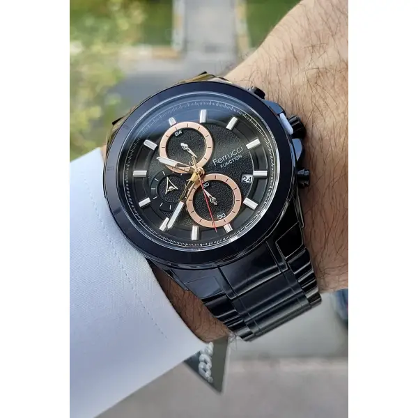 Ferrucci FCISTE189 Siyah Renk İç Göstergeleri Aktif Fonksiyonlu Erkek Kol Saati