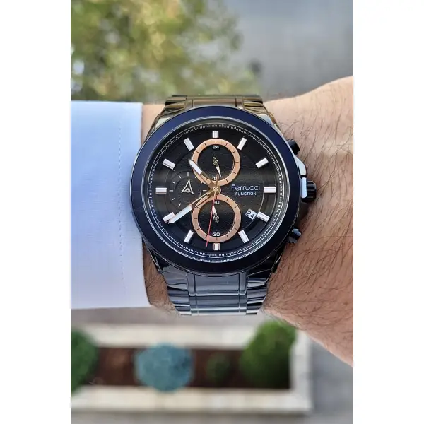 Ferrucci FCISTE189 Siyah Renk İç Göstergeleri Aktif Fonksiyonlu Erkek Kol Saati