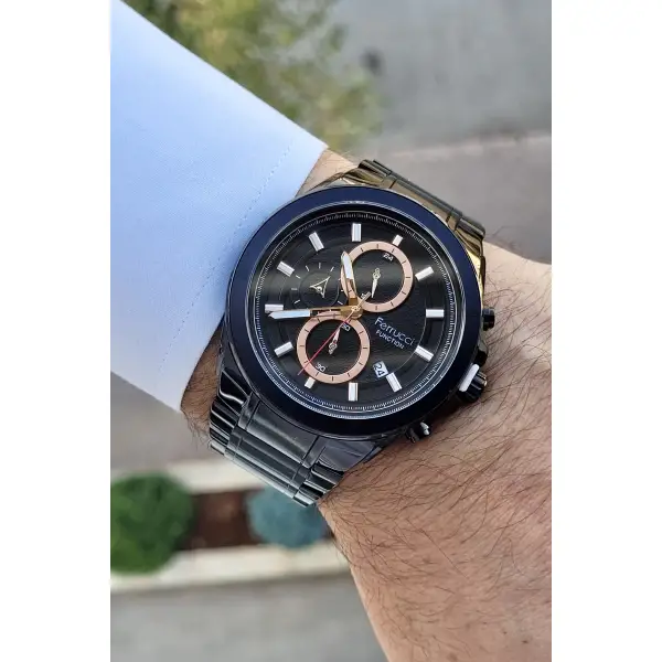 Ferrucci FCISTE189 Siyah Renk İç Göstergeleri Aktif Fonksiyonlu Erkek Kol Saati