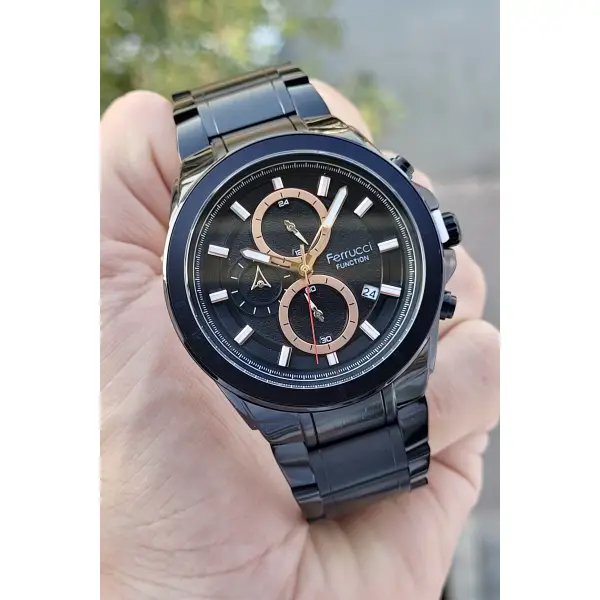 Ferrucci FCISTE189 Siyah Renk İç Göstergeleri Aktif Fonksiyonlu Erkek Kol Saati