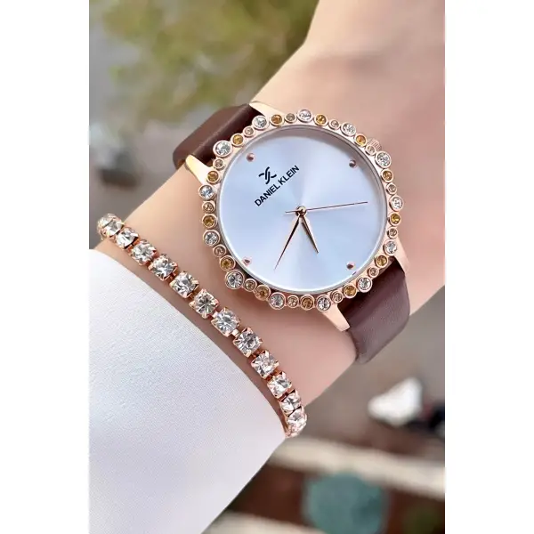 Daniel Klein DK1ISTE759 Kasası Rose Kordonu Kahverengi Renk Deri Kordon Kadın Kol Saati Ve Bileklik