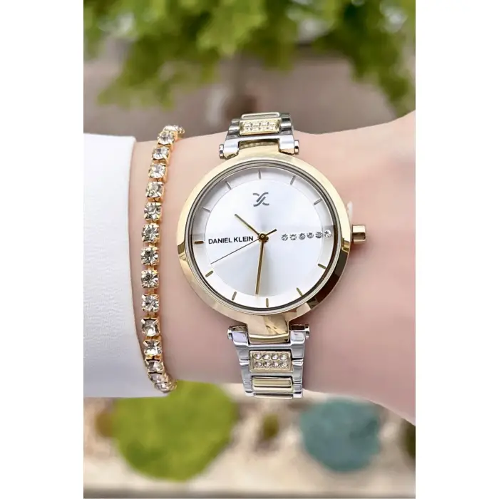 Daniel Klein DKISTE158 Premium Gold Gümüş Renk Kadın Kol Saati Ve Bileklik