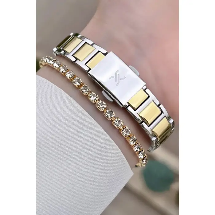 Daniel Klein DKISTE158 Premium Gold Gümüş Renk Kadın Kol Saati Ve Bileklik