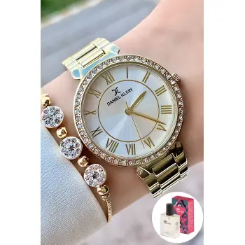 Kadın Kol Saati Bileklik ve Parfüm Hediyeli