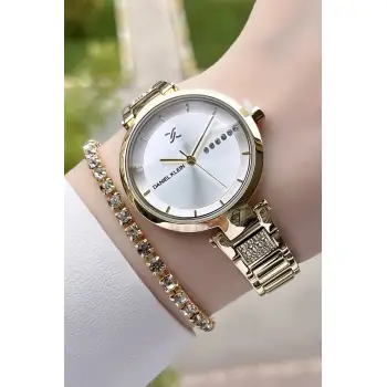 Daniel Klein DKISTE156 Premium Gold Renk Kadın Kol Saati Ve Bileklik