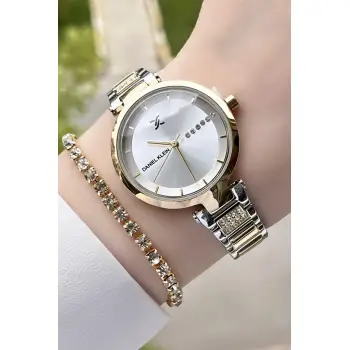 Daniel Klein DKISTE158 Premium Gold Gümüş Renk Kadın Kol Saati Ve Bileklik