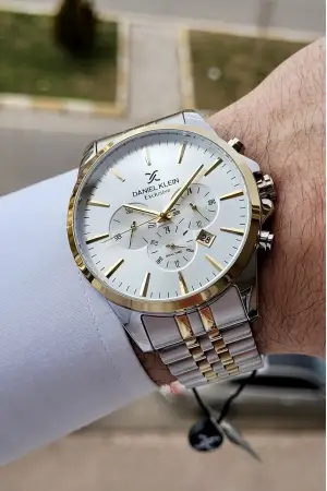 Daniel Klein DKISTE393 Gold Gümüş Renk iç Göstergeleri Aktif Fonksiyonlu 2 Yıl Garantili Erkek Kol Saati