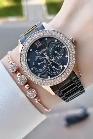 Freelook FLISTE10 Siyah Renk İç Göstergeleri Aktif Kadın Kol Saati ve Bileklik