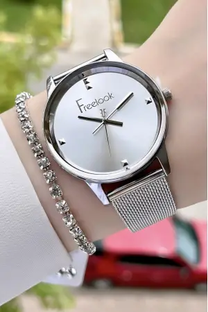 Freelook FLISTE19 Gümüş Renk 5 ATM Su Geçirmez Kadın Kol Saati ve Bileklik