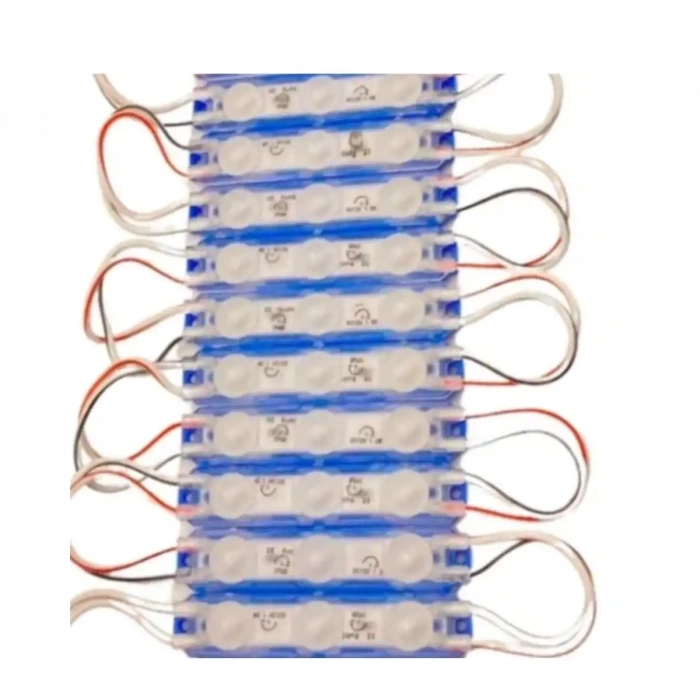 12 Volt 1.5 Watt 3 Lensli Turkuaz 2835 SMD Led Modül IP65 10 Adet Modül